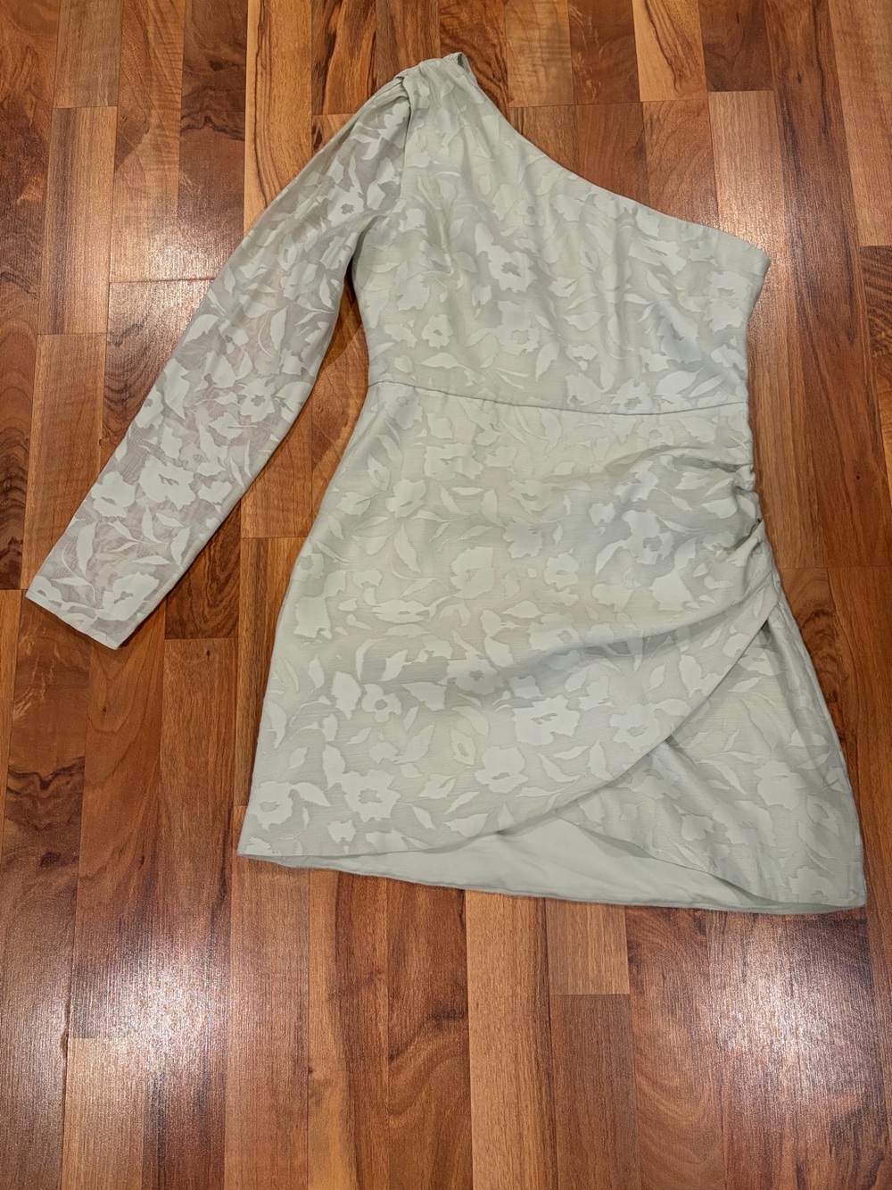 Lulu's Mint One-Shoulder Floral Lace Asymmetric Dress - Picture 7 of 10